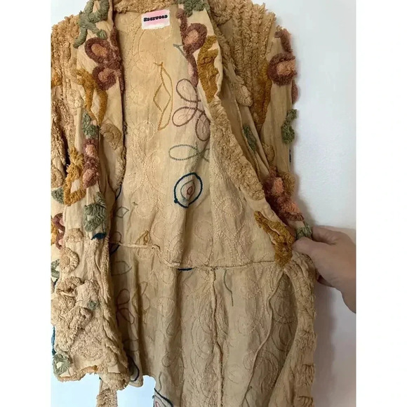 Edgewood Men's Beige Long Sleeve Open Front Belted Waist Jacket Size 6 - Picture 6 of 9